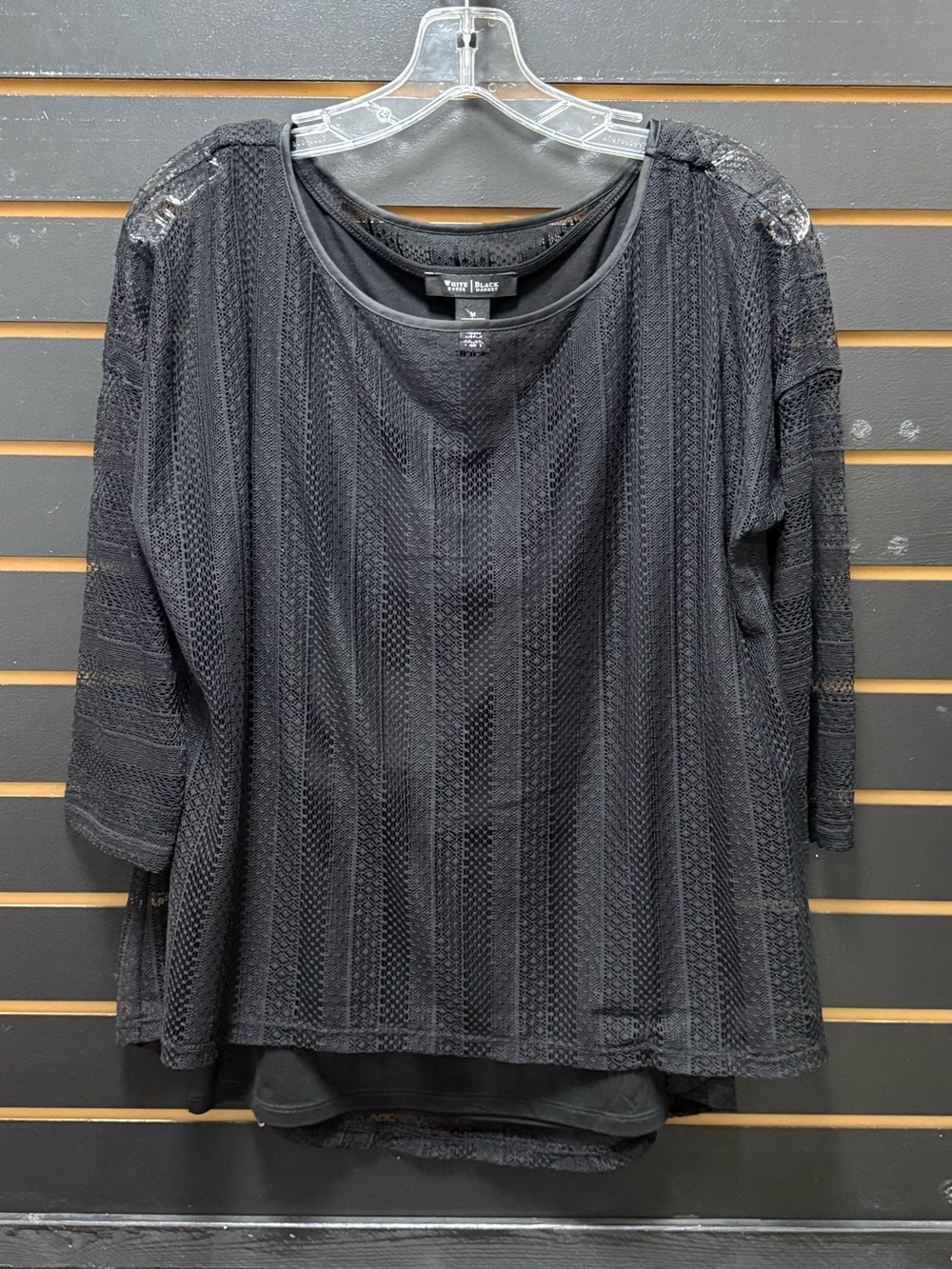 White House Black Market Black Lace Layered Top Size Medium